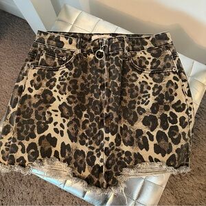 Cheetah Print Denim Skirt